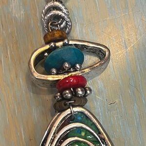 Silver Multicolor Pendant Necklace